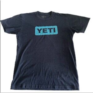 Yeti Cooler Men's Medium Short Sleeve Crew Neck Blue Turquoise Graphic T Shirt